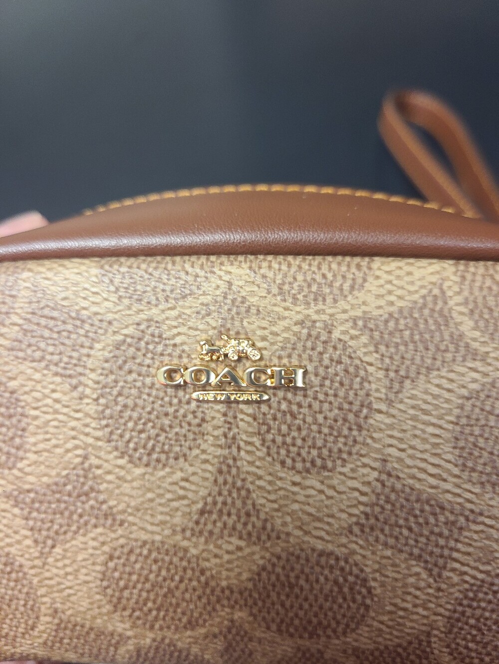 Coach Tan and Brown Signature Canvas Pouch Wristlet NWT - Picture 5 of 9